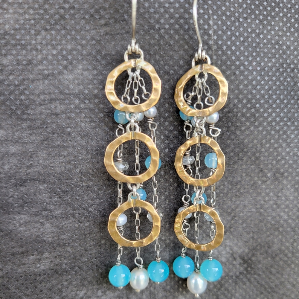 Beautiful Earrings Hammered Copper & Silver